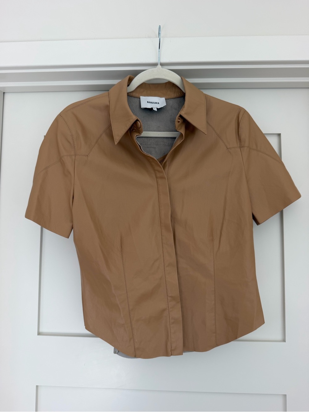 Nanushka Camel/Tan Short-Sleeve Button-Front Shirt
